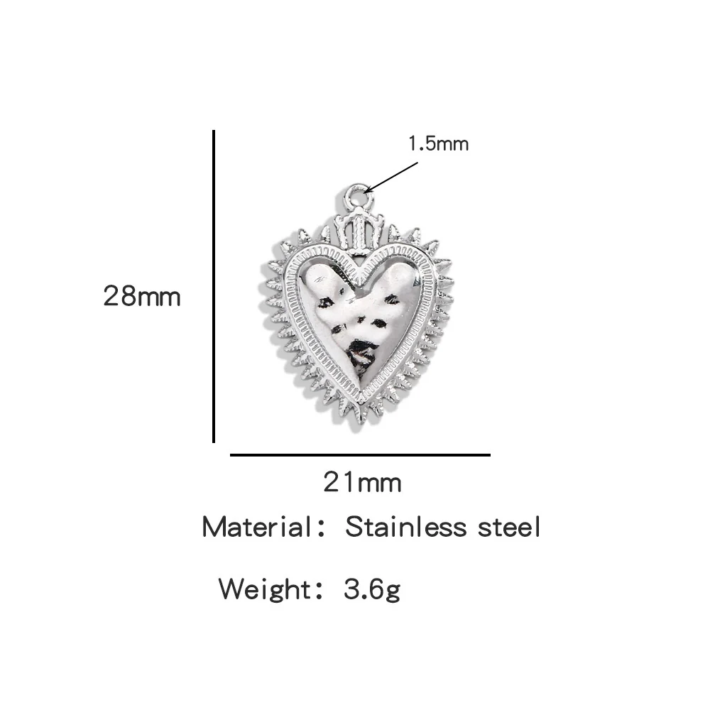 Stainless Steel Retro Style Heart Pendant Electroplating Process Bracelet Necklace Diy Accessories - Image 28