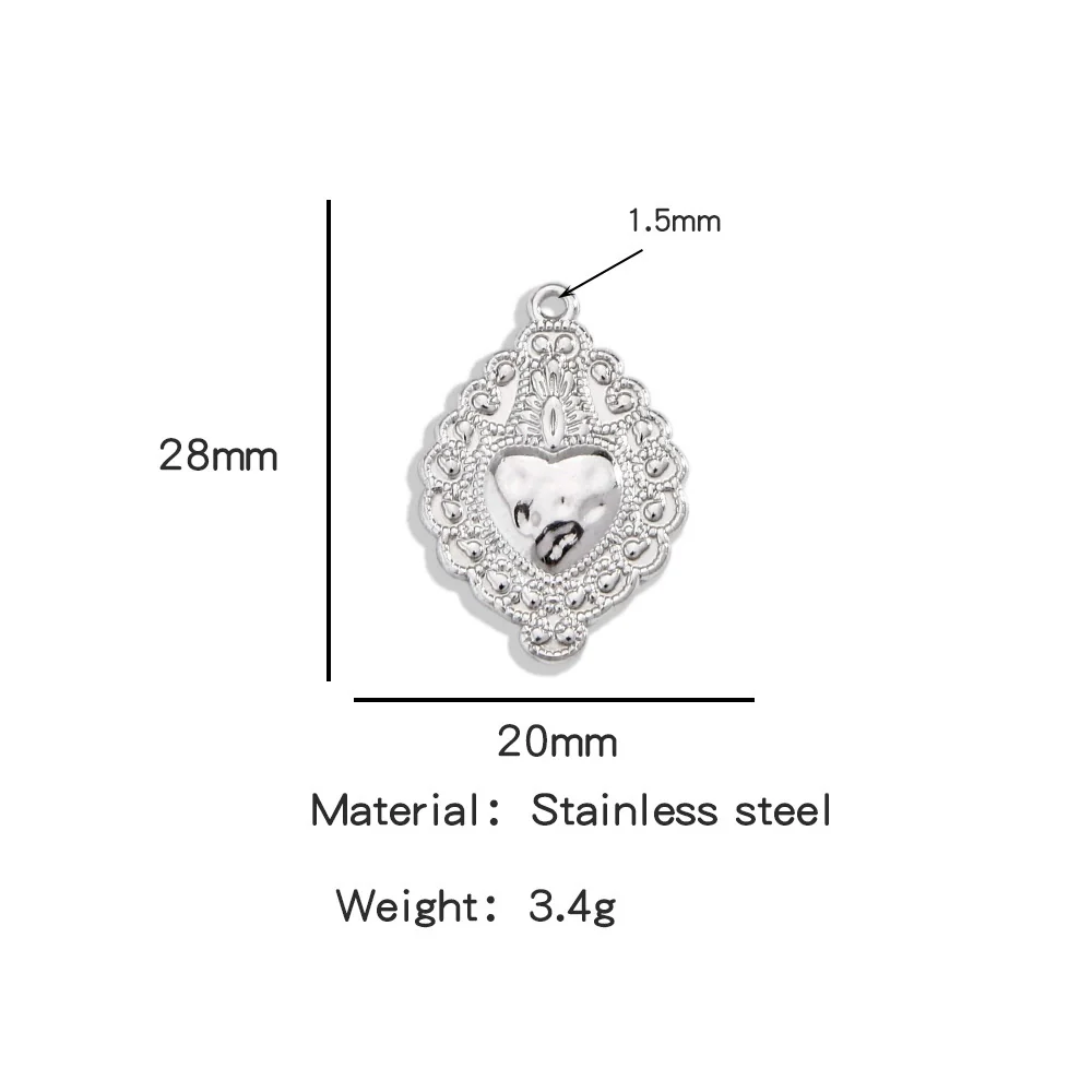 Stainless Steel Retro Style Heart Pendant Electroplating Process Bracelet Necklace Diy Accessories - Image 29