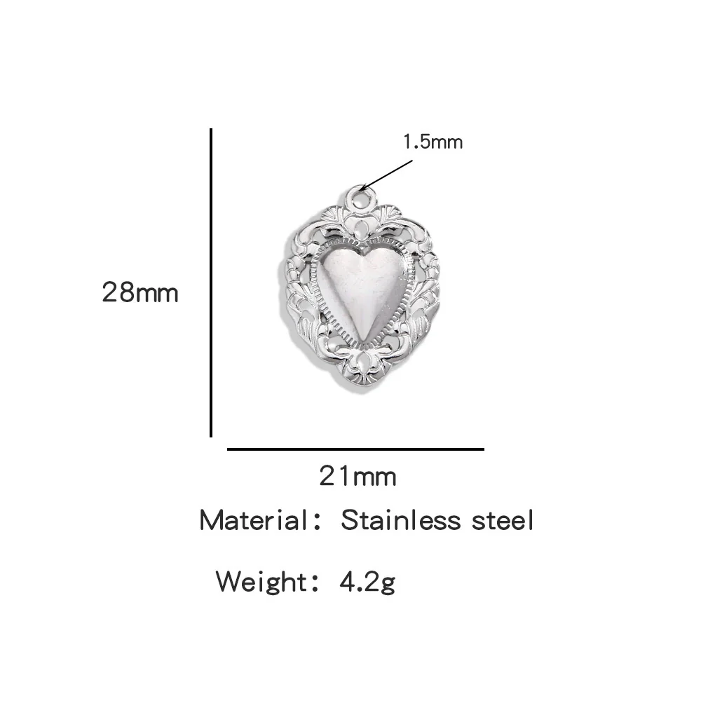 Stainless Steel Retro Style Heart Pendant Electroplating Process Bracelet Necklace Diy Accessories - Image 31
