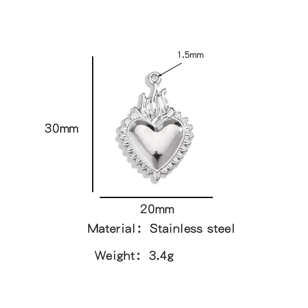 Stainless Steel Retro Style Heart Pendant Electroplating Process Bracelet Necklace Diy Accessories - Image 32