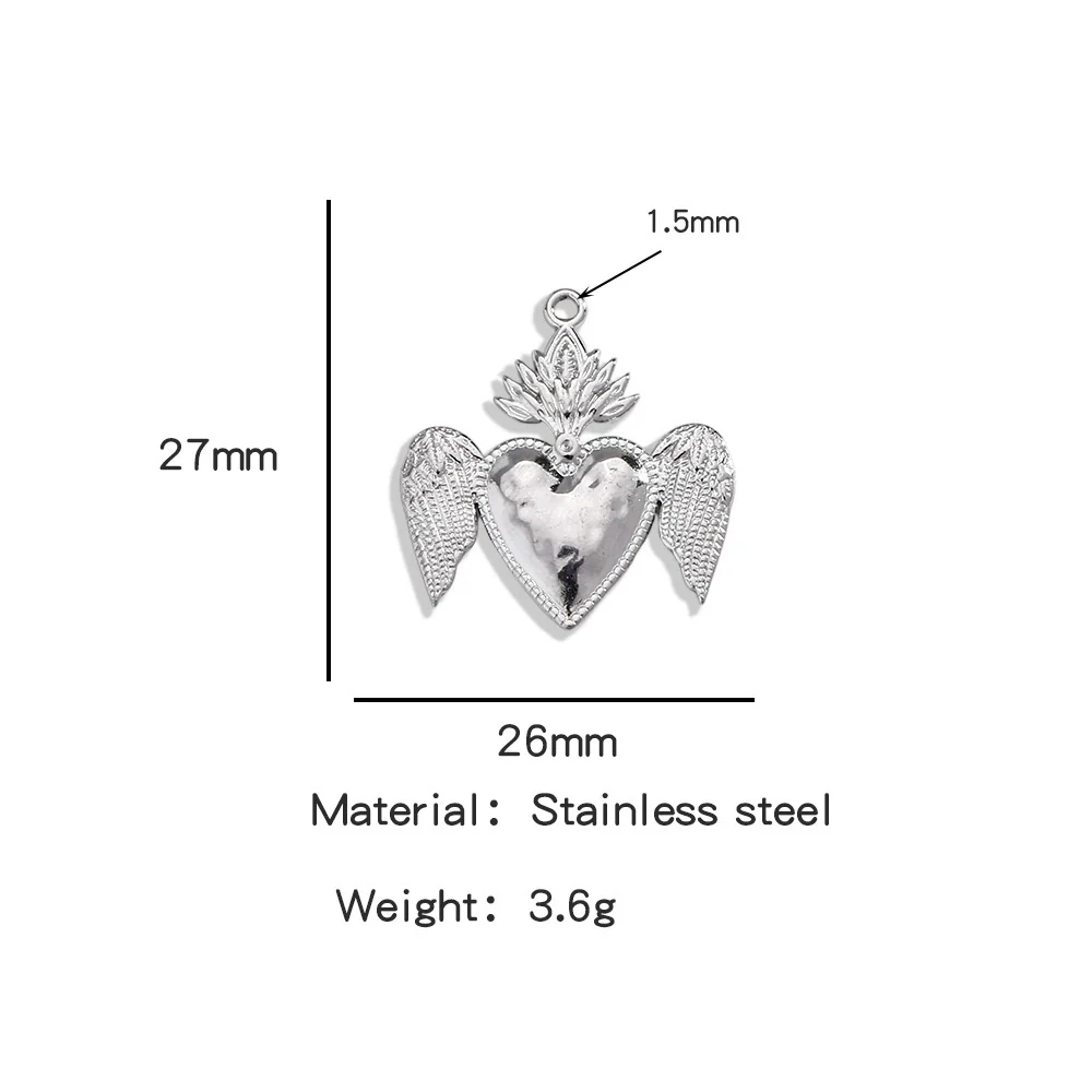 Stainless Steel Retro Style Heart Pendant Electroplating Process Bracelet Necklace Diy Accessories - Image 33