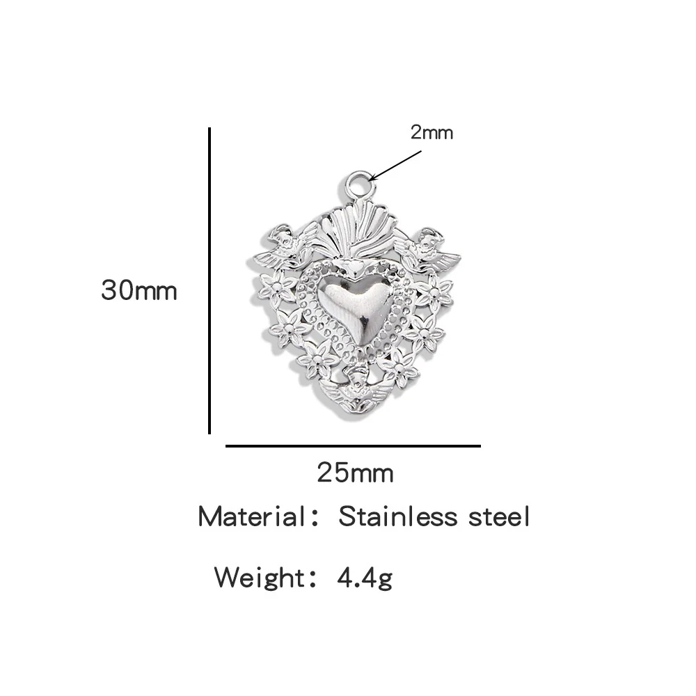 Stainless Steel Retro Style Heart Pendant Electroplating Process Bracelet Necklace Diy Accessories - Image 35