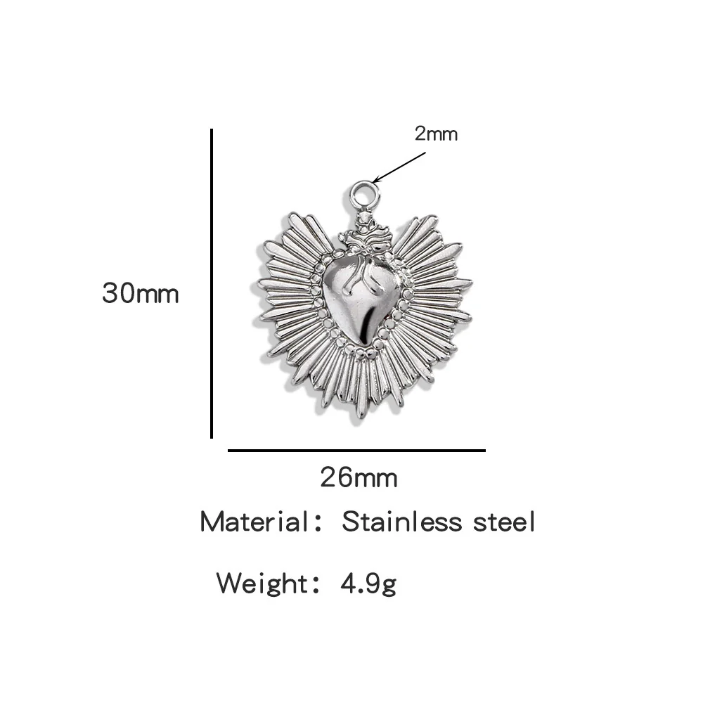 Stainless Steel Retro Style Heart Pendant Electroplating Process Bracelet Necklace Diy Accessories - Image 36