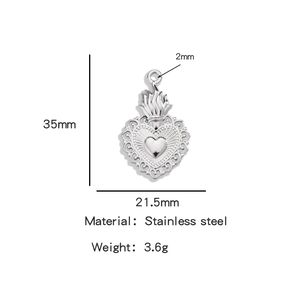 Stainless Steel Retro Style Heart Pendant Electroplating Process Bracelet Necklace Diy Accessories - Image 37