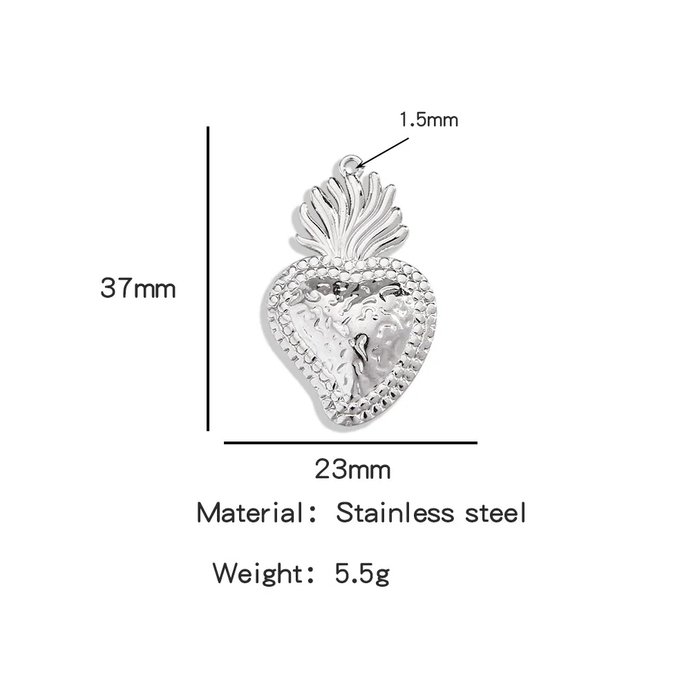 Stainless Steel Retro Style Heart Pendant Electroplating Process Bracelet Necklace Diy Accessories - Image 39