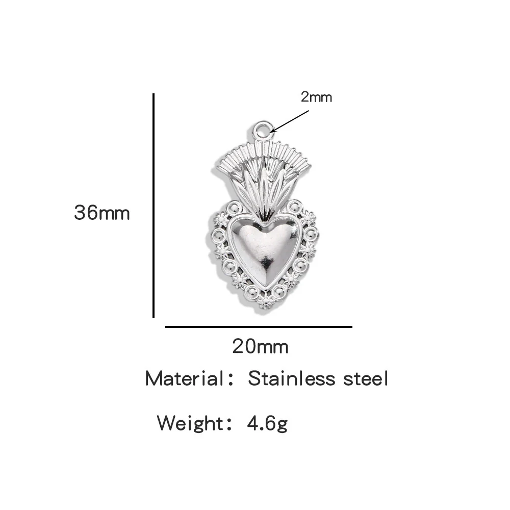 Stainless Steel Retro Style Heart Pendant Electroplating Process Bracelet Necklace Diy Accessories - Image 40
