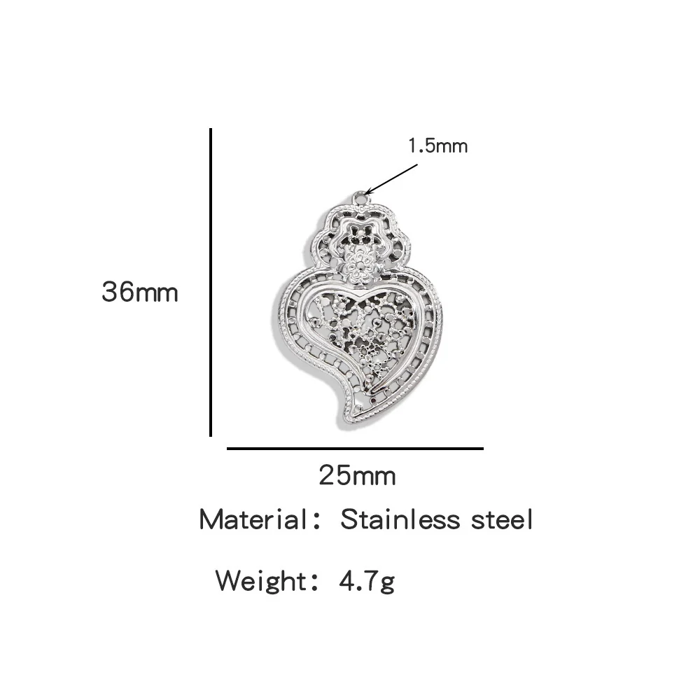 Stainless Steel Retro Style Heart Pendant Electroplating Process Bracelet Necklace Diy Accessories - Image 41