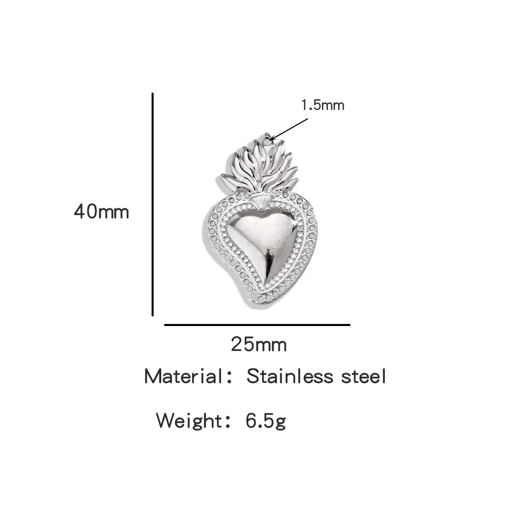 Stainless Steel Retro Style Heart Pendant Electroplating Process Bracelet Necklace Diy Accessories - Image 42