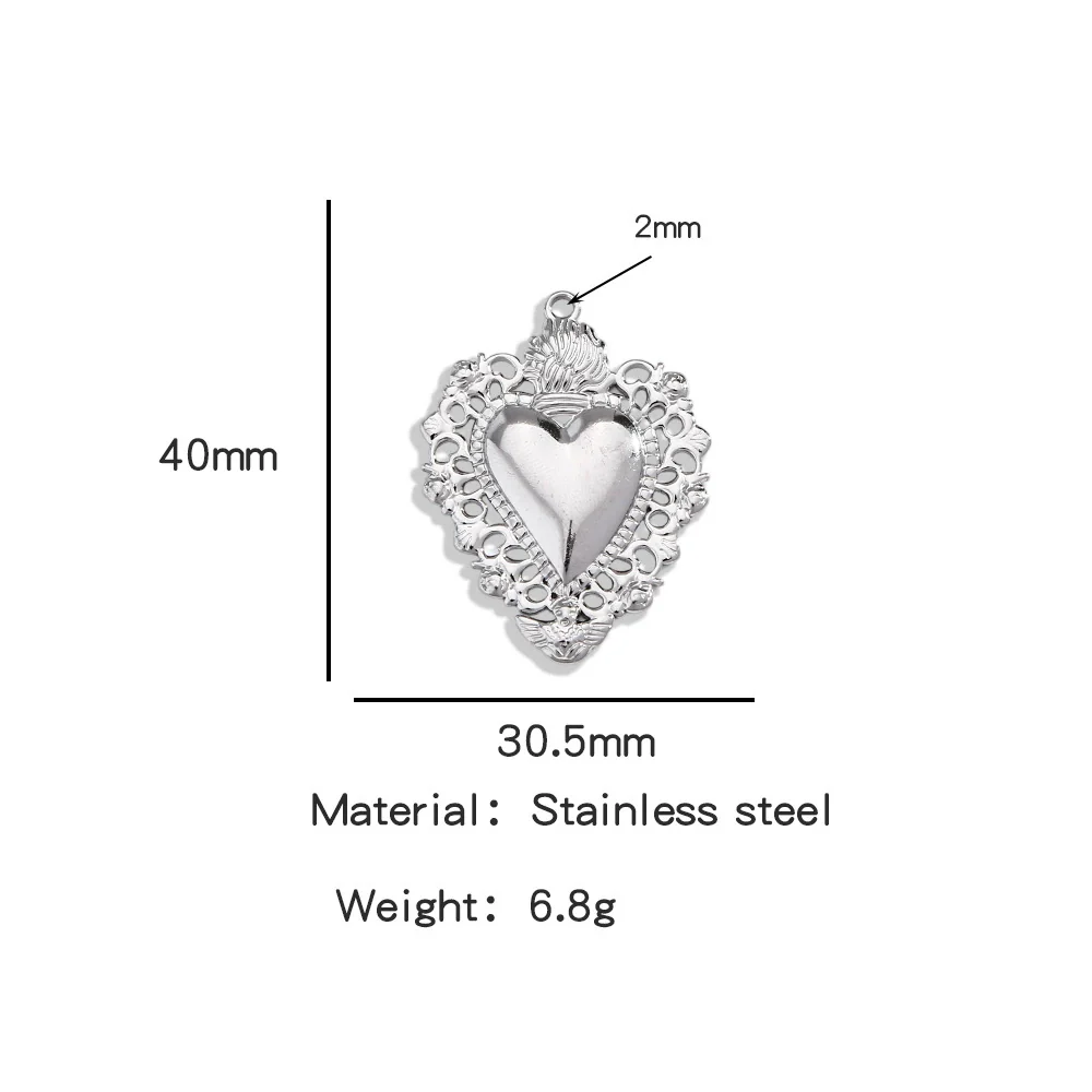 Stainless Steel Retro Style Heart Pendant Electroplating Process Bracelet Necklace Diy Accessories - Image 43