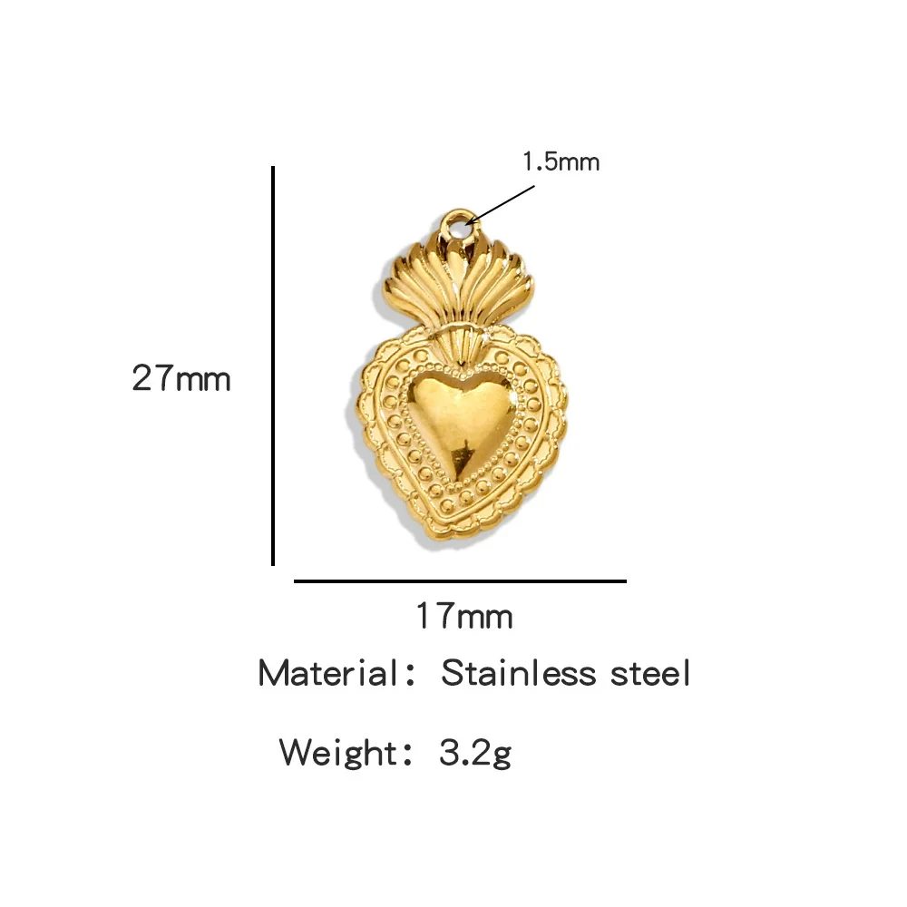 Stainless Steel Retro Style Heart Pendant Electroplating Process Bracelet Necklace Diy Accessories - Image 6