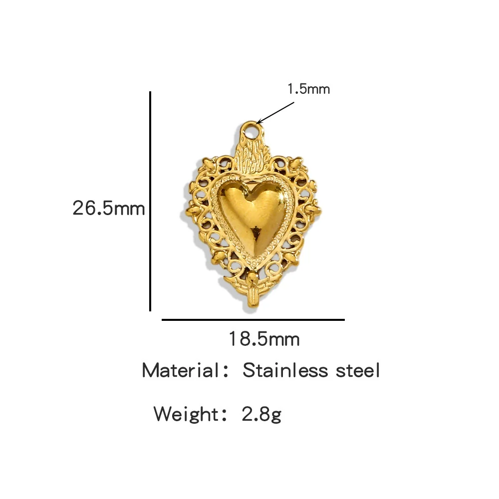 Stainless Steel Retro Style Heart Pendant Electroplating Process Bracelet Necklace Diy Accessories - Image 7