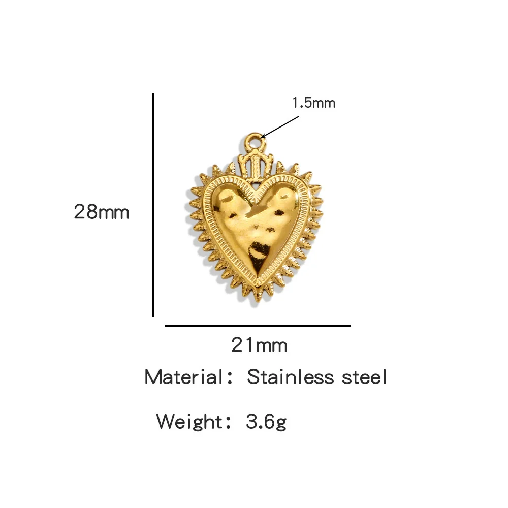 Stainless Steel Retro Style Heart Pendant Electroplating Process Bracelet Necklace Diy Accessories - Image 9