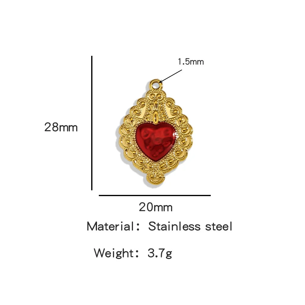 Stainless Steel Retro Style Heart Pendant Oil Dripping Electroplating Craft Bracelet Necklace Diy Accessories - Image 10
