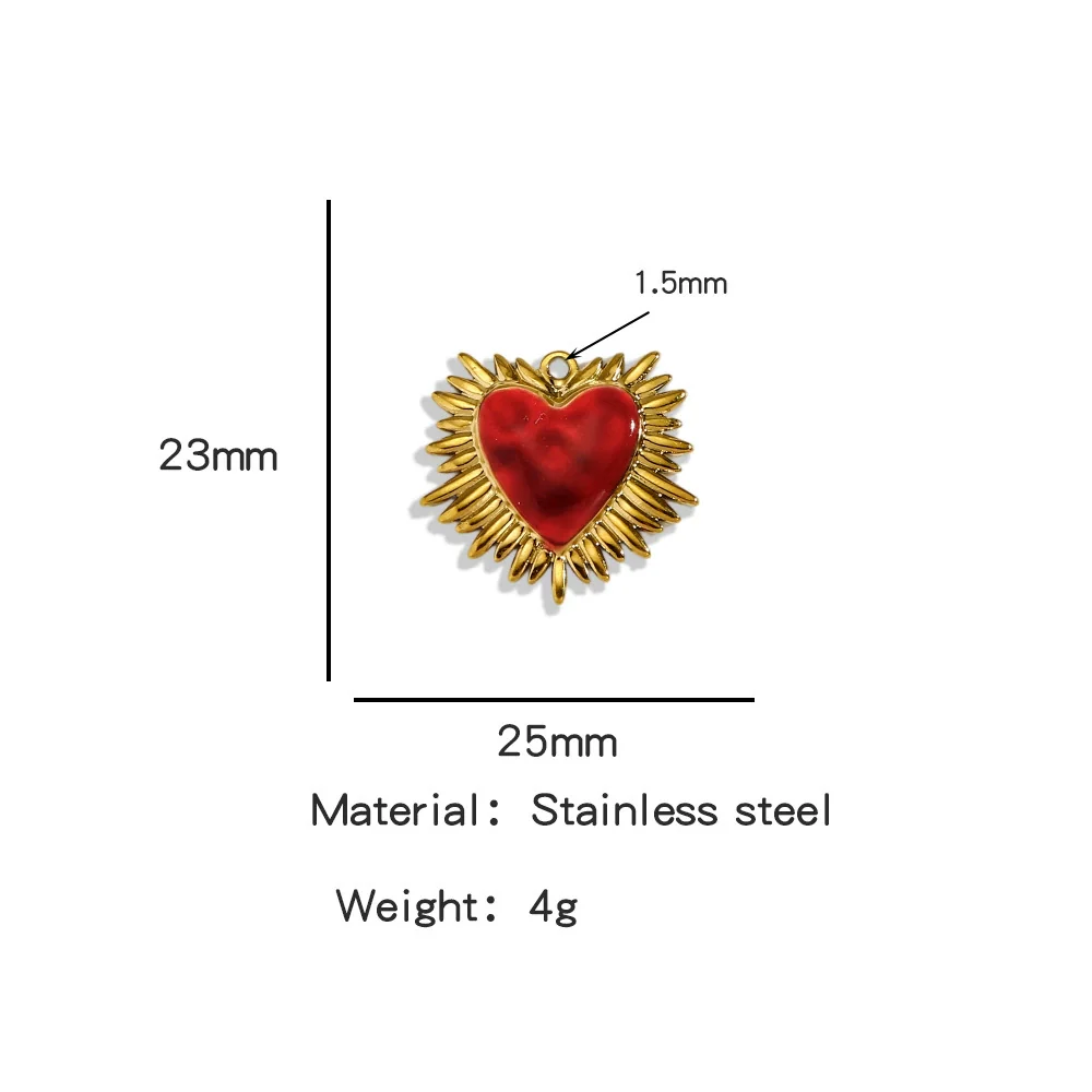 Stainless Steel Retro Style Heart Pendant Oil Dripping Electroplating Craft Bracelet Necklace Diy Accessories - Image 11