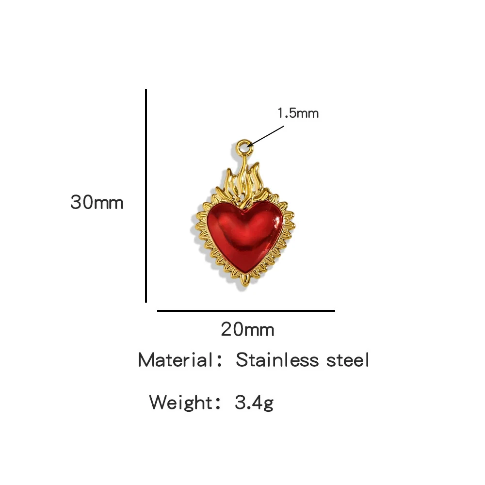 Stainless Steel Retro Style Heart Pendant Oil Dripping Electroplating Craft Bracelet Necklace Diy Accessories - Image 13