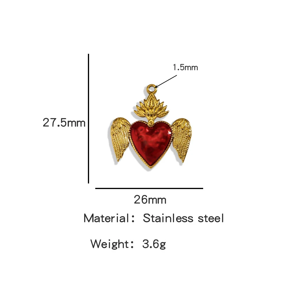 Stainless Steel Retro Style Heart Pendant Oil Dripping Electroplating Craft Bracelet Necklace Diy Accessories - Image 14