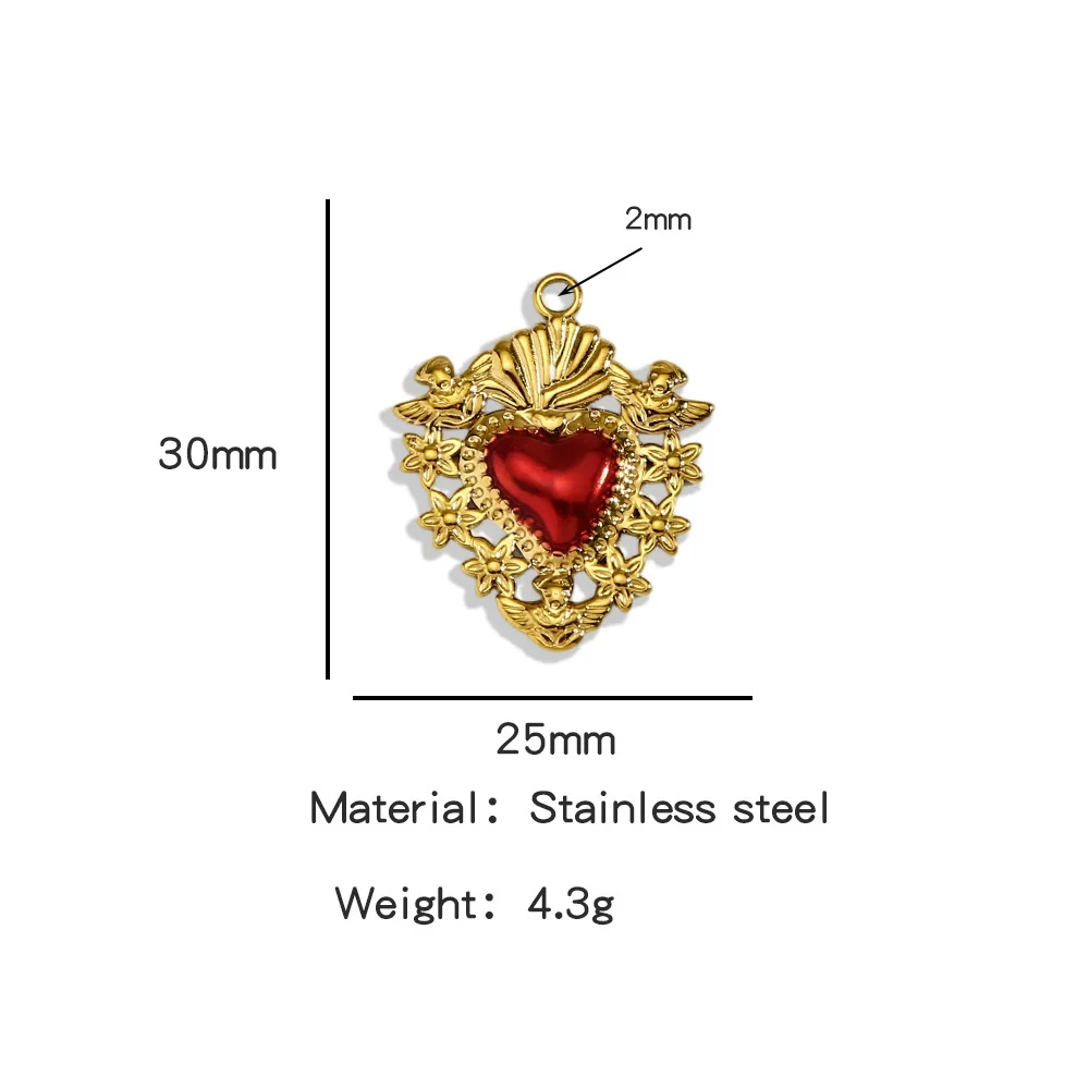 Stainless Steel Retro Style Heart Pendant Oil Dripping Electroplating Craft Bracelet Necklace Diy Accessories - Image 16