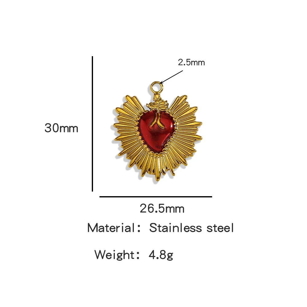 Stainless Steel Retro Style Heart Pendant Oil Dripping Electroplating Craft Bracelet Necklace Diy Accessories - Image 17