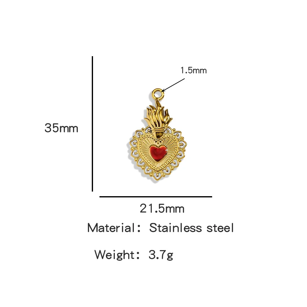 Stainless Steel Retro Style Heart Pendant Oil Dripping Electroplating Craft Bracelet Necklace Diy Accessories - Image 18