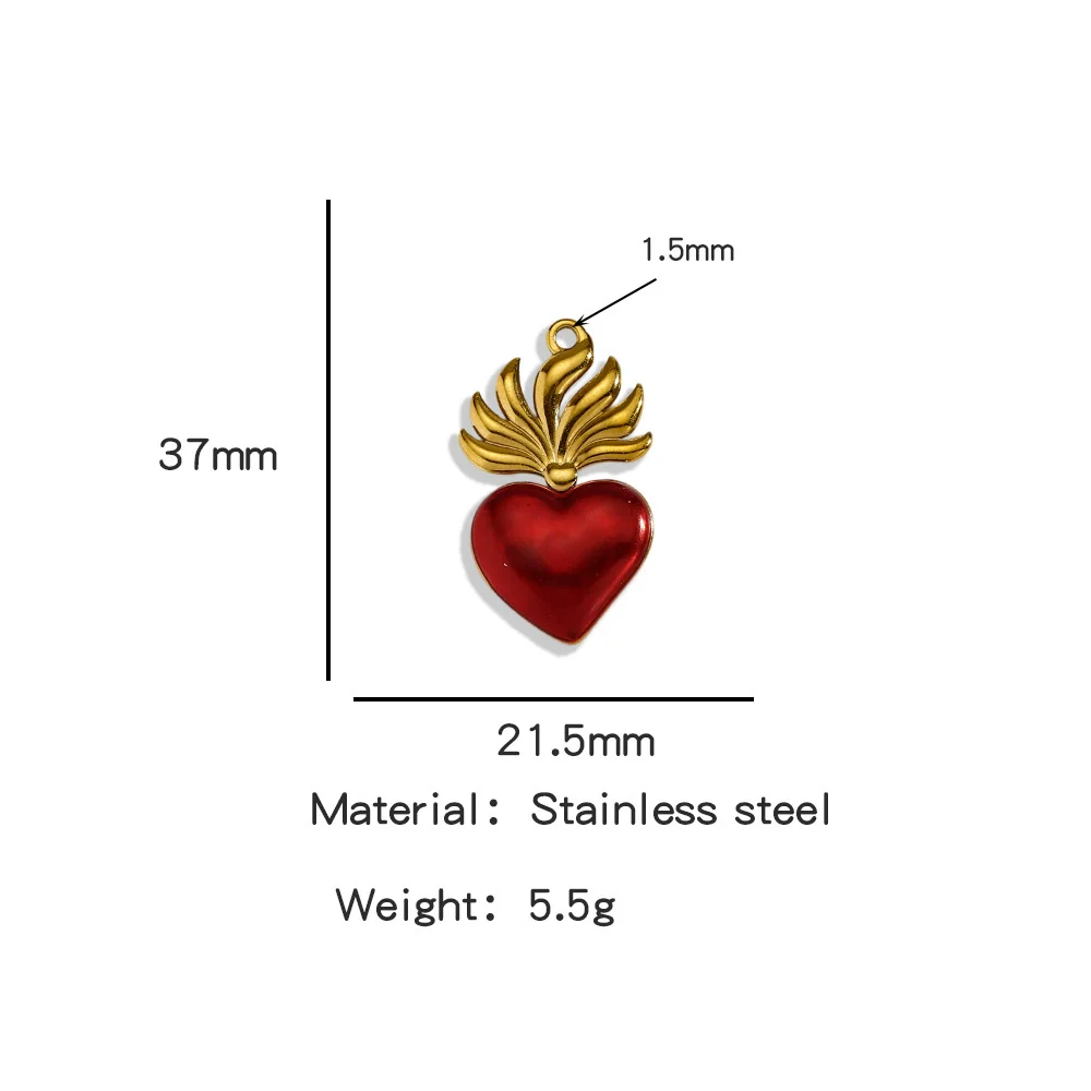 Stainless Steel Retro Style Heart Pendant Oil Dripping Electroplating Craft Bracelet Necklace Diy Accessories - Image 19