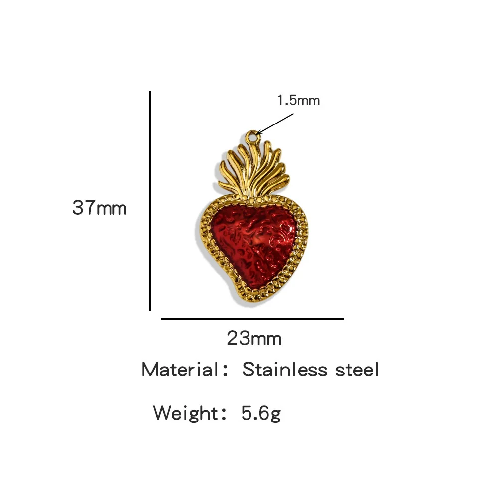 Stainless Steel Retro Style Heart Pendant Oil Dripping Electroplating Craft Bracelet Necklace Diy Accessories - Image 20