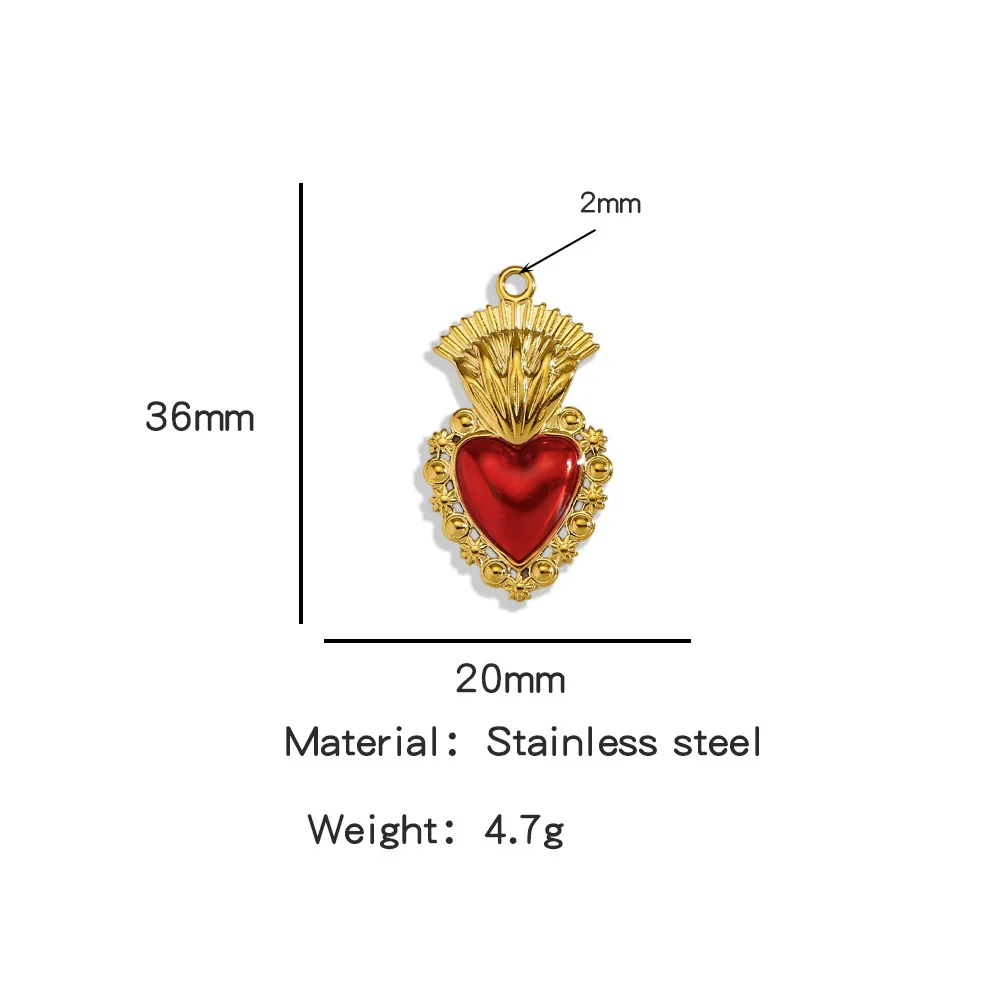 Stainless Steel Retro Style Heart Pendant Oil Dripping Electroplating Craft Bracelet Necklace Diy Accessories - Image 21