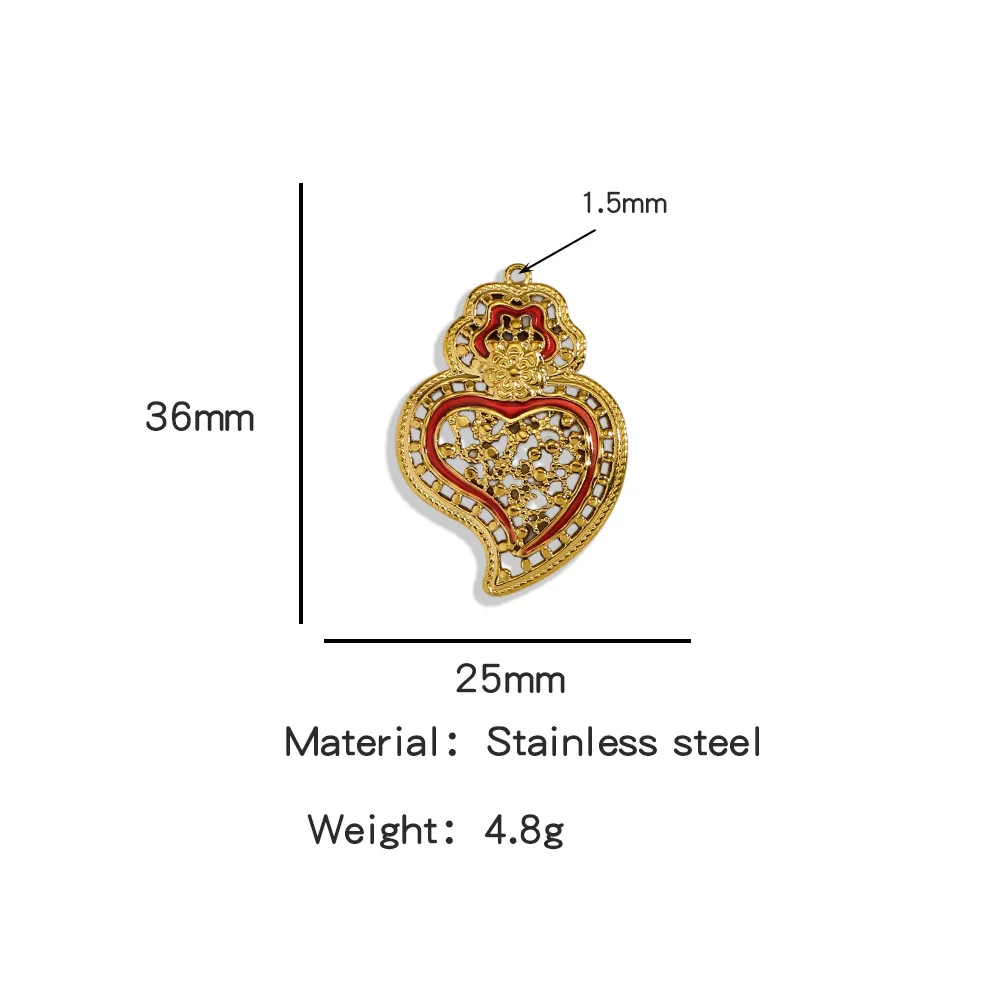 Stainless Steel Retro Style Heart Pendant Oil Dripping Electroplating Craft Bracelet Necklace Diy Accessories - Image 22