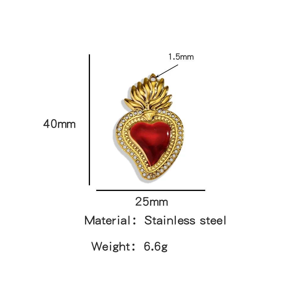 Stainless Steel Retro Style Heart Pendant Oil Dripping Electroplating Craft Bracelet Necklace Diy Accessories - Image 23