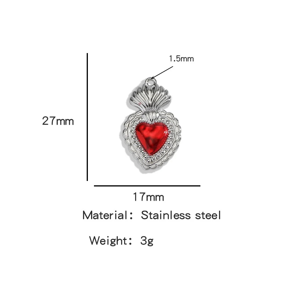 Stainless Steel Retro Style Heart Pendant Oil Dripping Electroplating Craft Bracelet Necklace Diy Accessories - Image 25