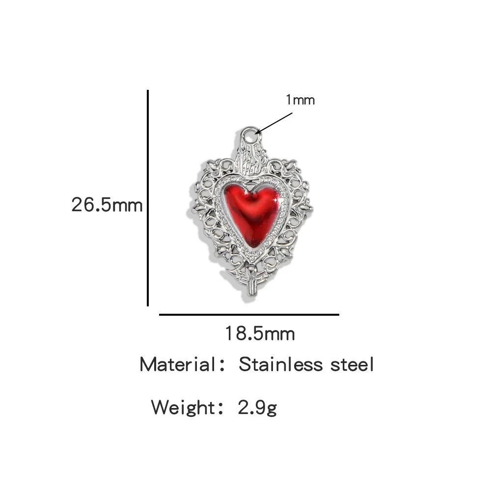 Stainless Steel Retro Style Heart Pendant Oil Dripping Electroplating Craft Bracelet Necklace Diy Accessories - Image 26
