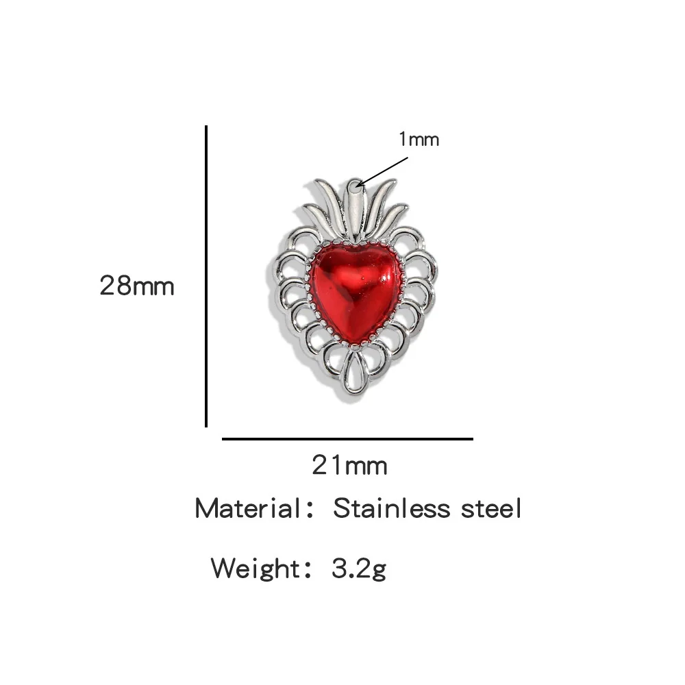 Stainless Steel Retro Style Heart Pendant Oil Dripping Electroplating Craft Bracelet Necklace Diy Accessories - Image 27
