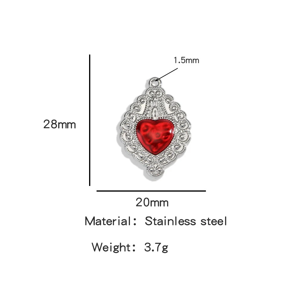 Stainless Steel Retro Style Heart Pendant Oil Dripping Electroplating Craft Bracelet Necklace Diy Accessories - Image 29