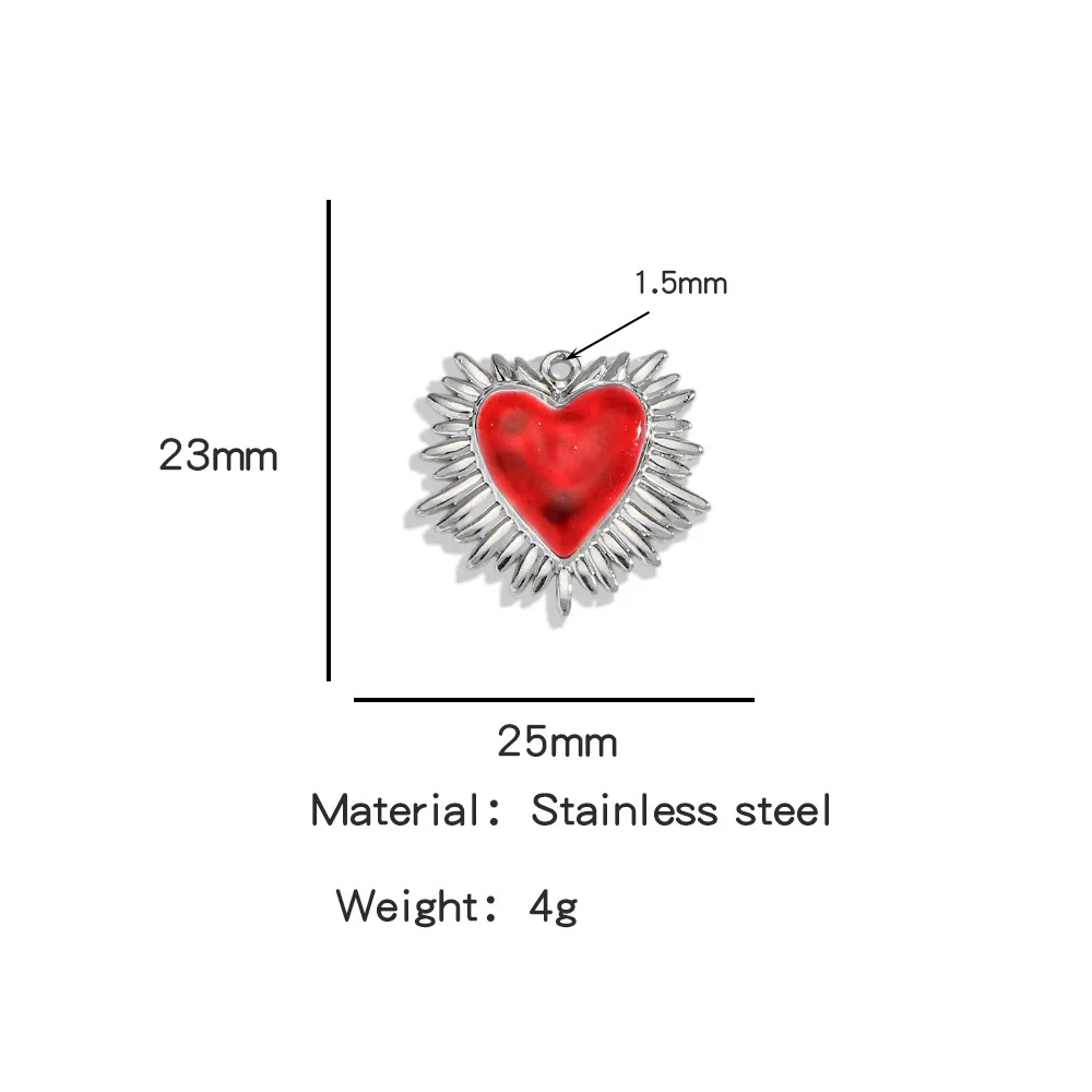 Stainless Steel Retro Style Heart Pendant Oil Dripping Electroplating Craft Bracelet Necklace Diy Accessories - Image 30