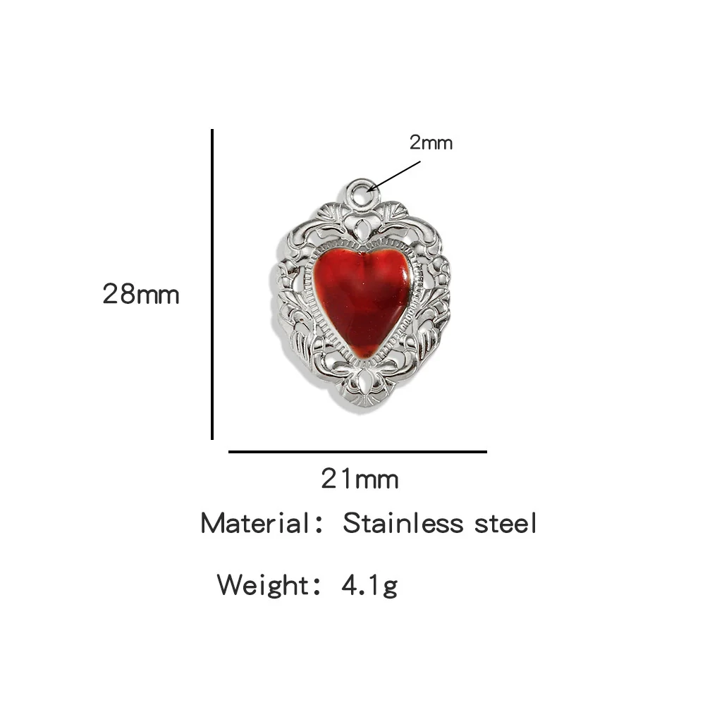 Stainless Steel Retro Style Heart Pendant Oil Dripping Electroplating Craft Bracelet Necklace Diy Accessories - Image 31
