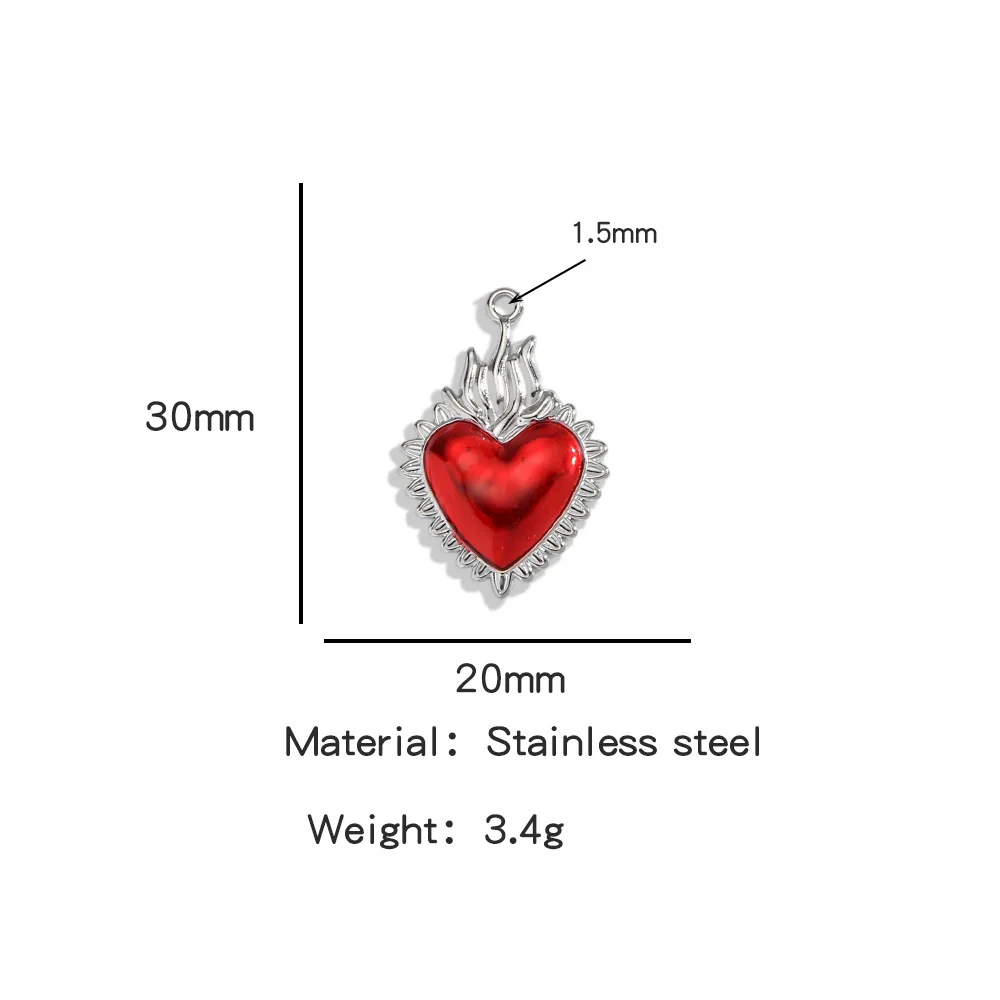 Stainless Steel Retro Style Heart Pendant Oil Dripping Electroplating Craft Bracelet Necklace Diy Accessories - Image 32