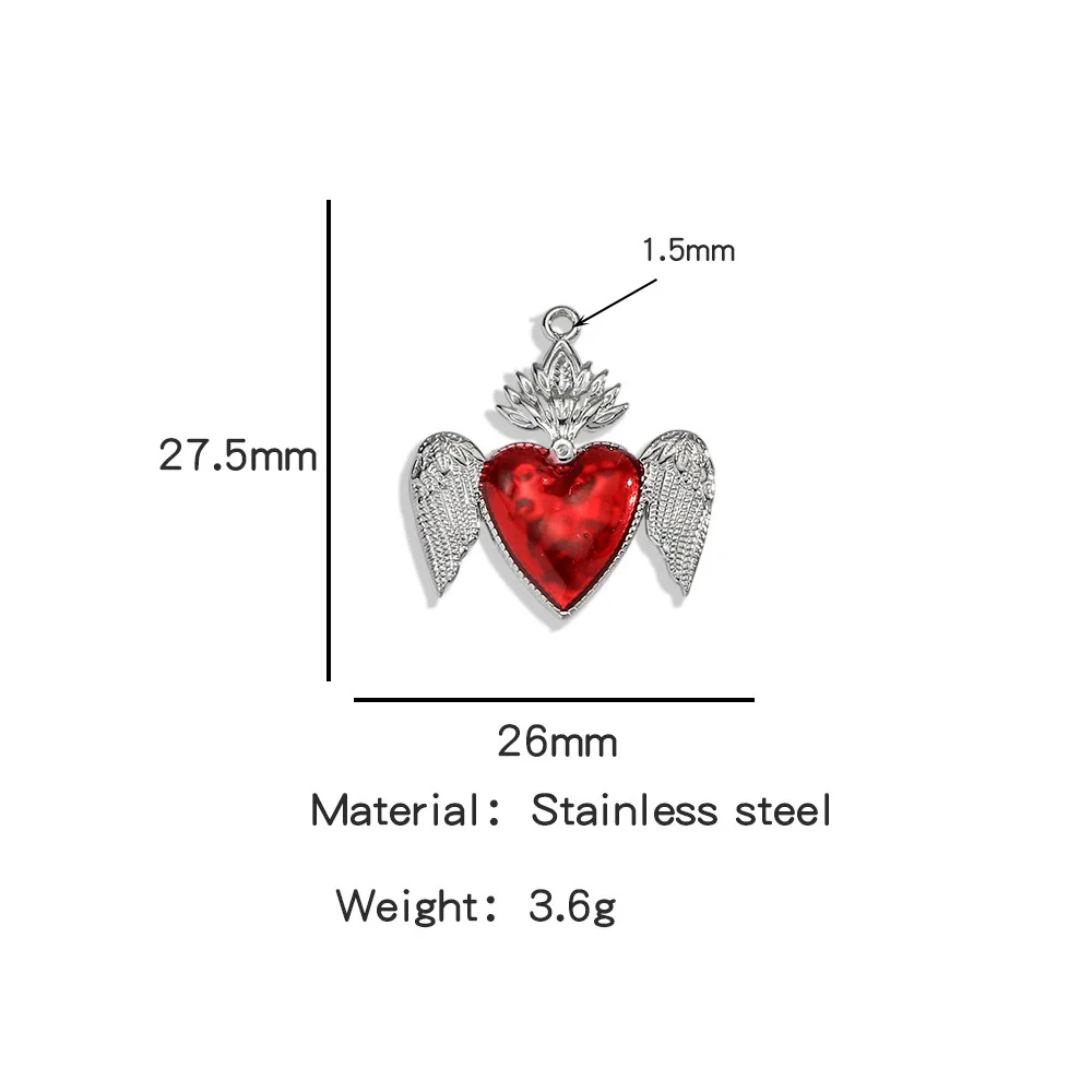 Stainless Steel Retro Style Heart Pendant Oil Dripping Electroplating Craft Bracelet Necklace Diy Accessories - Image 33