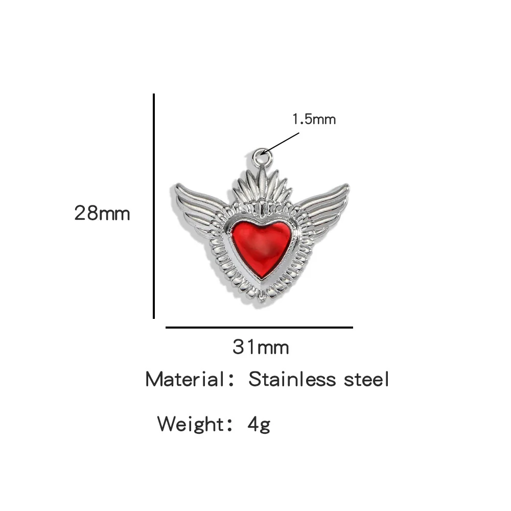 Stainless Steel Retro Style Heart Pendant Oil Dripping Electroplating Craft Bracelet Necklace Diy Accessories - Image 34