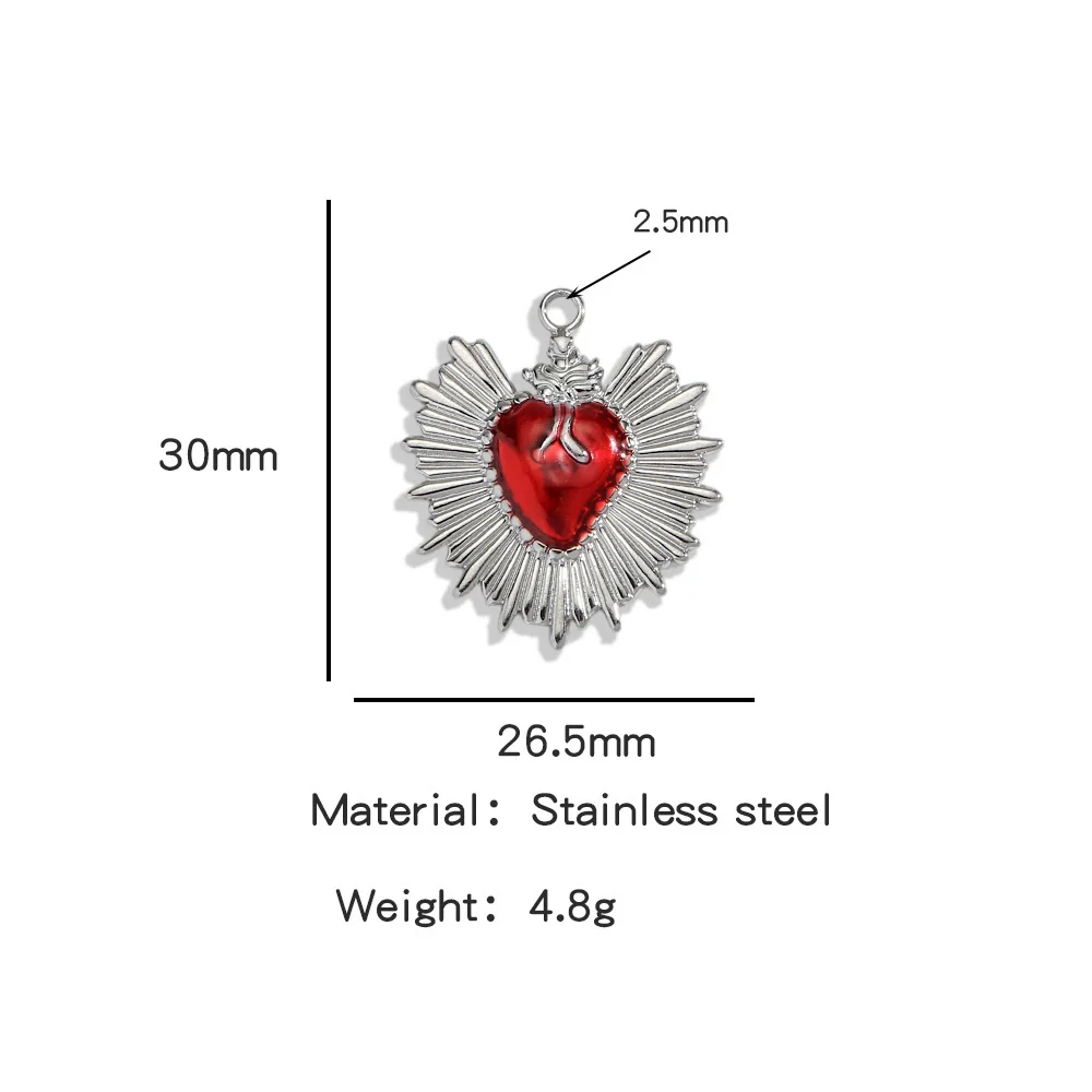 Stainless Steel Retro Style Heart Pendant Oil Dripping Electroplating Craft Bracelet Necklace Diy Accessories - Image 36