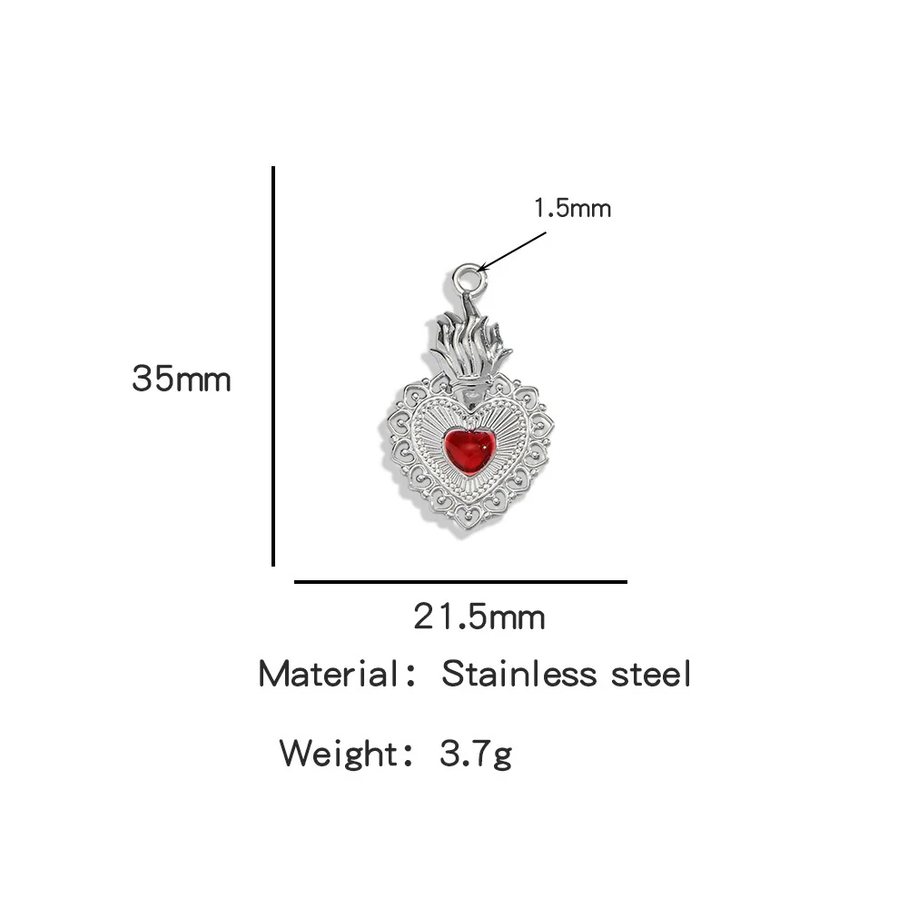 Stainless Steel Retro Style Heart Pendant Oil Dripping Electroplating Craft Bracelet Necklace Diy Accessories - Image 37