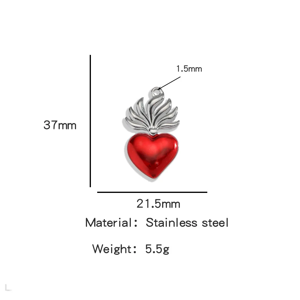 Stainless Steel Retro Style Heart Pendant Oil Dripping Electroplating Craft Bracelet Necklace Diy Accessories - Image 38
