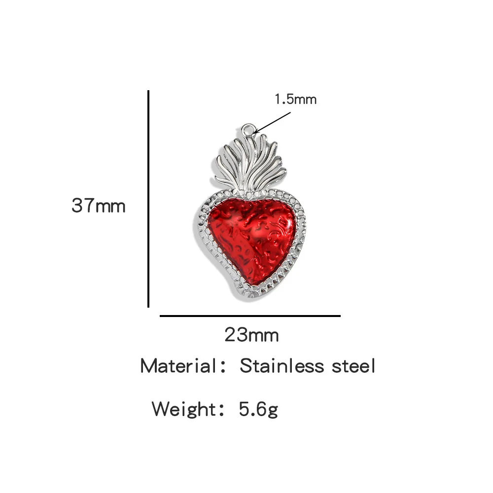 Stainless Steel Retro Style Heart Pendant Oil Dripping Electroplating Craft Bracelet Necklace Diy Accessories - Image 39