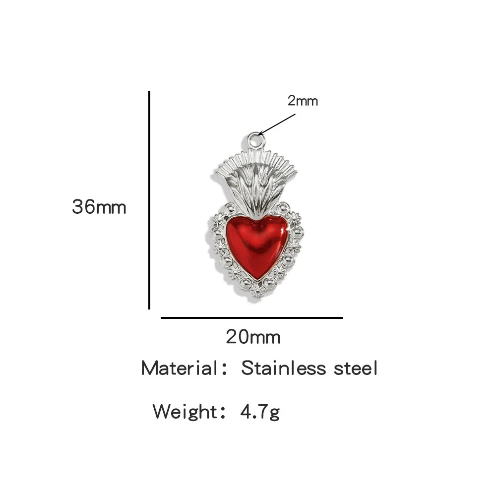 Stainless Steel Retro Style Heart Pendant Oil Dripping Electroplating Craft Bracelet Necklace Diy Accessories - Image 40