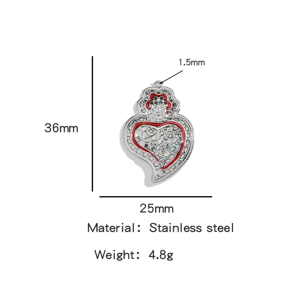 Stainless Steel Retro Style Heart Pendant Oil Dripping Electroplating Craft Bracelet Necklace Diy Accessories - Image 41