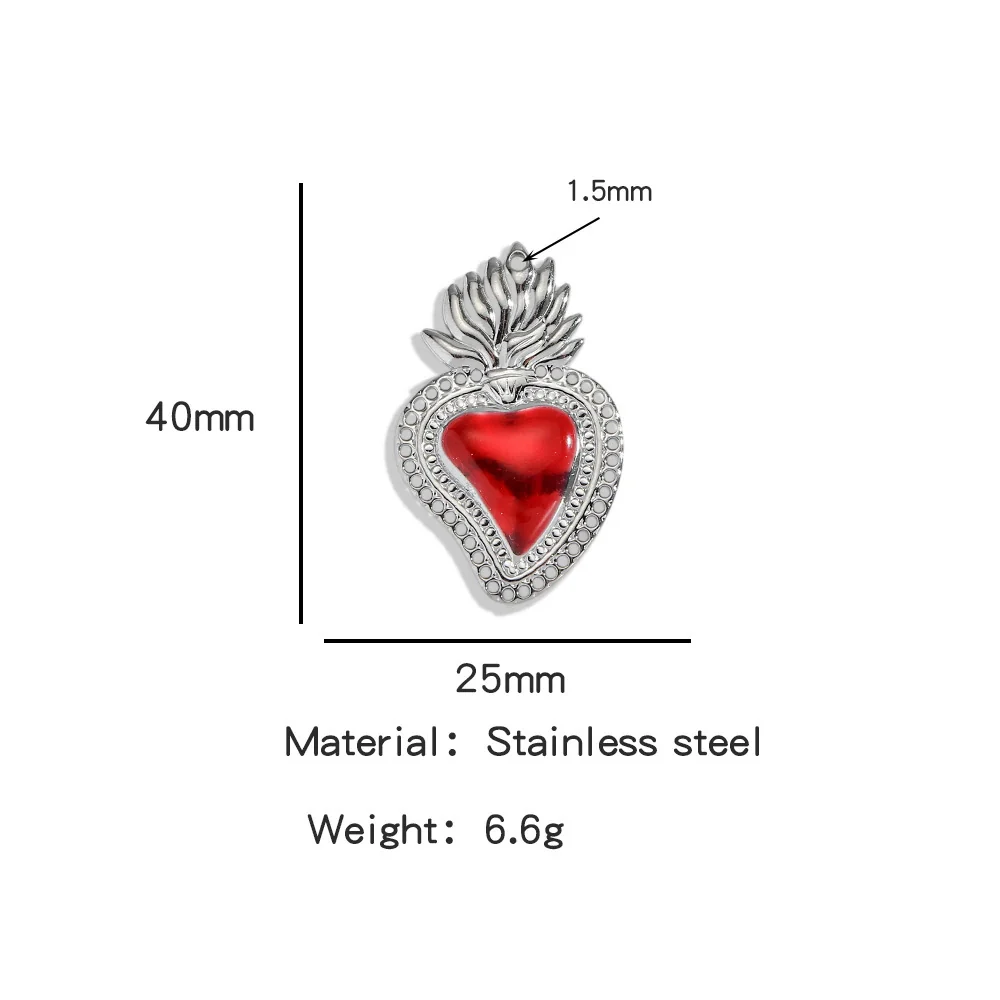 Stainless Steel Retro Style Heart Pendant Oil Dripping Electroplating Craft Bracelet Necklace Diy Accessories - Image 42
