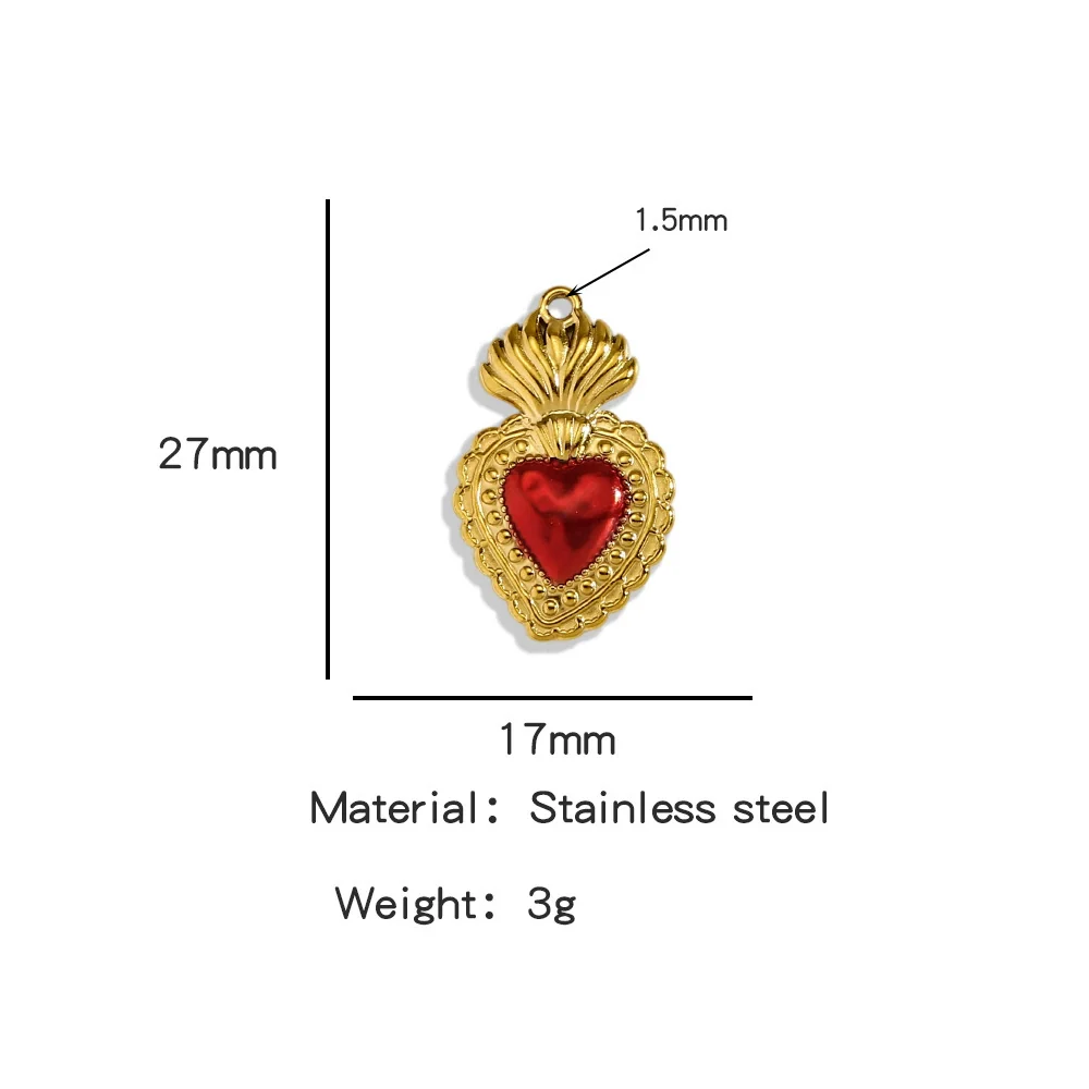Stainless Steel Retro Style Heart Pendant Oil Dripping Electroplating Craft Bracelet Necklace Diy Accessories - Image 6