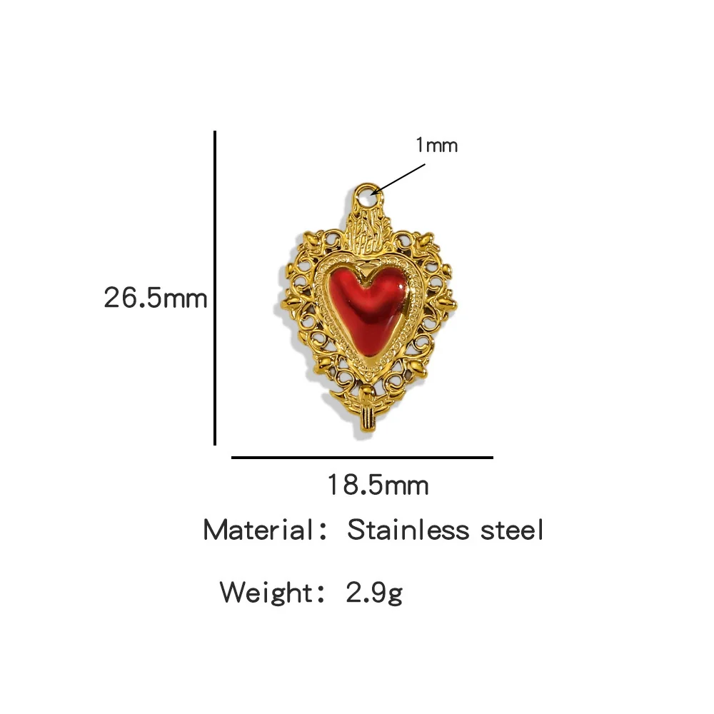 Stainless Steel Retro Style Heart Pendant Oil Dripping Electroplating Craft Bracelet Necklace Diy Accessories - Image 7