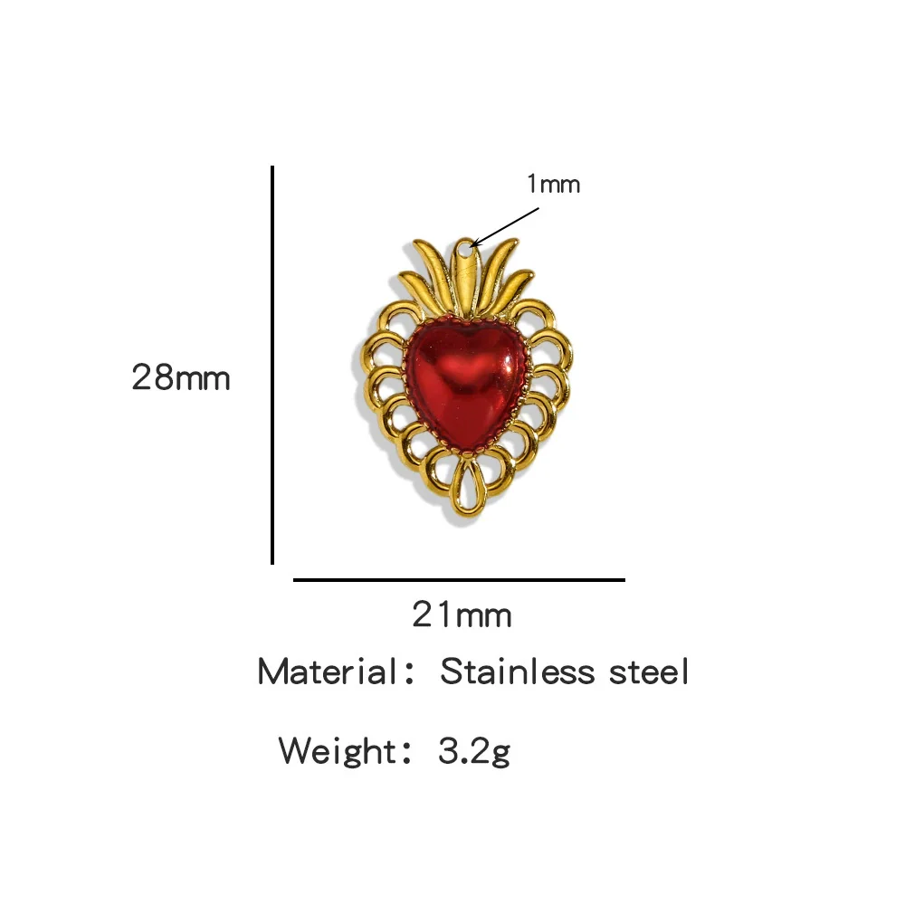 Stainless Steel Retro Style Heart Pendant Oil Dripping Electroplating Craft Bracelet Necklace Diy Accessories - Image 8