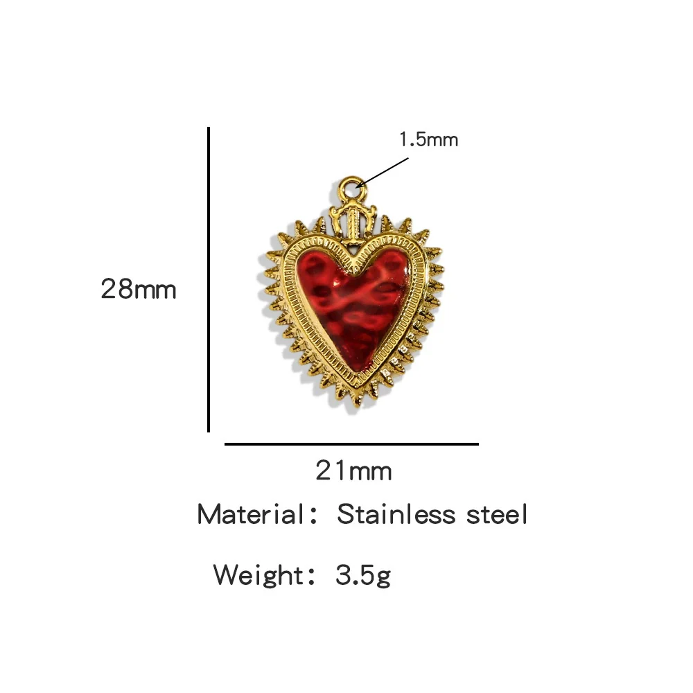 Stainless Steel Retro Style Heart Pendant Oil Dripping Electroplating Craft Bracelet Necklace Diy Accessories - Image 9