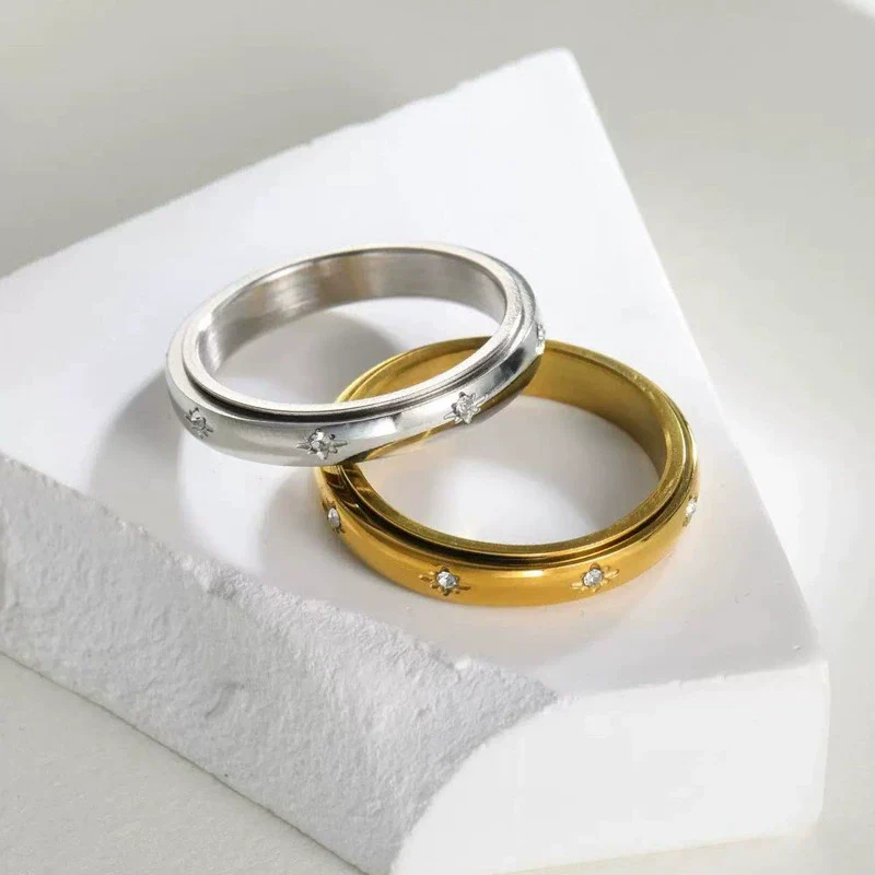 Stainless Steel Rhombus Faceted Electroplated Simple Zircon Ring For Women And Couple - Image 4