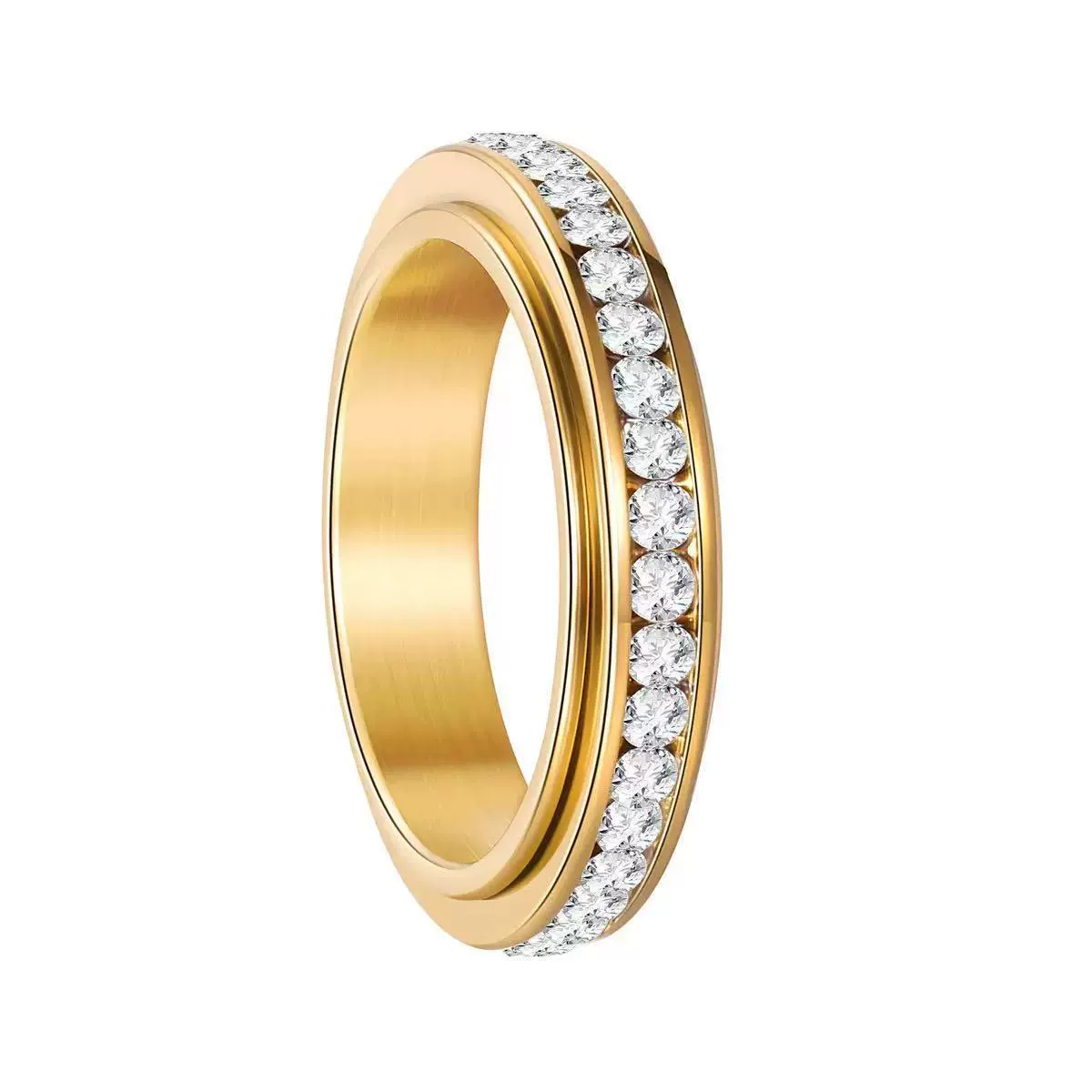 Stainless Steel Rhombus Faceted Electroplated Simple Zircon Ring For Women And Couple - Image 7